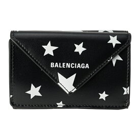 【最大5000円クーポン対象4/19まで】バレンシアガ 3つ折り財布 BALENCIAGA ペーパー 391446 210FD 1090 ユニセックス ブラック 黒 ホワイト 白