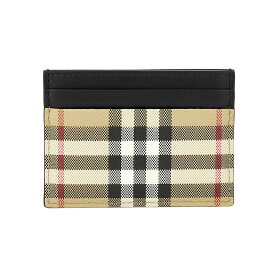 【最大5,000円OFFクーポン対象】バーバリー カードケース BURBERRY チェック＆レザー 8069822 A7026 メンズ ベージュ系 ブラック 黒