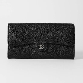 シャネル 長財布 CHANEL キャビアスキン CHANEL LONG WALLET レディース ブラック 黒