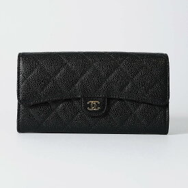 シャネル 長財布 CHANEL キャビアスキン CHANEL LONG WALLET レディース ブラック 黒