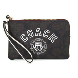 【max5000円引きクーポン4/2 14:00まで】コーチ ポーチ COACH シグネチャー キャンバス ウィズ ヴァーシティ モチーフ CB855 IMUOC ユニセックス ブラウン 茶