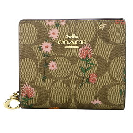 【最大5,000円OFFクーポン対象】コーチ 2つ折り財布 COACH シグネチャー ワイルドフラワープリント C8734 IME7V レディース ブラウン 茶