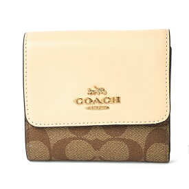 【10%OFF★楽天スーパーSALE対象】コーチ 3つ折り財布 COACH シグネチャー CE930 IMV1X レディース クリーム 白 ベージュ