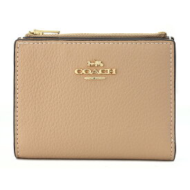 【max5000円引きクーポン4/2 14:00まで】コーチ 2つ折り財布 COACH ぺブルドレザー CM315 IMTAU レディース ベージュ