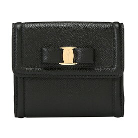 【max5000円引きクーポン4/2 14:00まで】フェラガモ 2つ折り財布 FERRAGAMO フィオッコ ヴァラ 22C911 0673755 レディース ブラック 黒