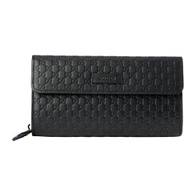 【P5倍4/20限定★さらに最大5000円クーポン対象】グッチ 長財布(ラウンドファスナー) GUCCI マイクログッチシマ 449364 BMJ1G 1000 ユニセックス ブラック 黒 アウトレット