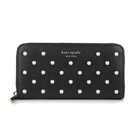 【P5倍5/25限定さらに最大5,000円OFFクーポン】ケイトスペード 長財布(ラウンドファスナー) kate spade パール K5651 001 レディース ブラック 黒