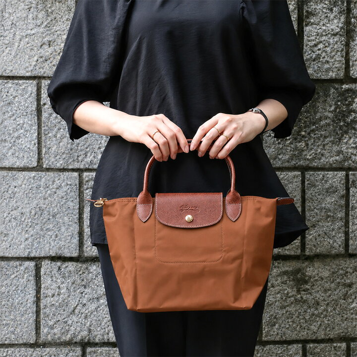 LONGCHAMP ロンシャン エナメル ハンドバッグ ブラウン 中古・古着通販 