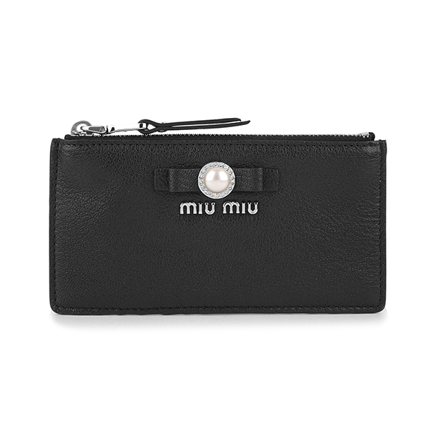 ミュウミュウ カードケース MIU MIU マドラスパール 5MB006 2F3R F0002 レディース ブラック 黒