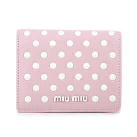 【最大5,000円OFFクーポン対象】ミュウミュウ 2つ折り財布 MIU MIU ドットスタッズ 5MV204 2DRA F0V4C レディース ピンク ホワイト