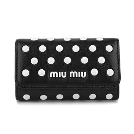 【最大5,000円OFFクーポン対象】ミュウミュウ キーケース MIU MIU ドットスタッズ 5PG222 2DRA F0967 レディース ブラック 黒 ホワイト 白