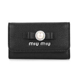 【P5倍4/20限定★さらに最大5000円クーポン対象】ミュウミュウ キーケース MIU MIU マドラスパール 5PG222 2F3R F0002 レディース ブラック 黒