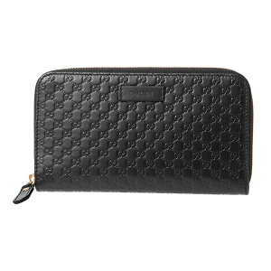【最大3000円OFFクーポン★3/16(火)14:00まで】グッチ 長財布(ラウンドファスナー) GUCCI 449391 BMJ1G 1000 財布 【アウトレット】 マイクロ グッチ シマ MICRO GUCCI SSIMA ユニセックス BLACK ブラック 黒【 送料無料】