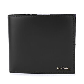 【最大5000円クーポン対象4/26まで】ポールスミス 2つ折り財布 PAUL SMITH カメラプリント M1A 4833 A40245 PR メンズ ブラック 黒