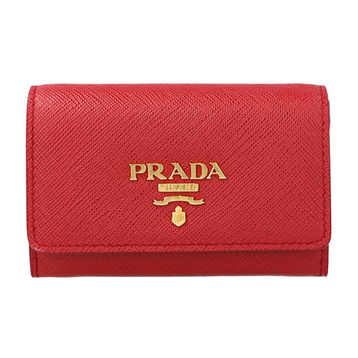 PRADA 美品】 カードケース サフィアーノレザー レッド PRADA - プラダ  