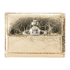 ヴィヴィアン ウエストウッド 3つ折り財布 Vivienne Westwood メタリック クリーシー レザー 5115002TW L00A7 R401 ユニセックス ゴールド 金【1,500円OFF★決算クーポン】