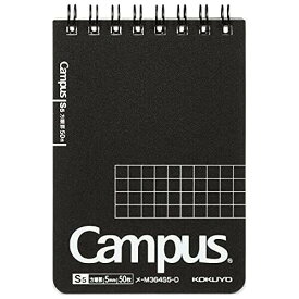 コクヨ キャンパス ツインリングノート 5mm方眼罫 カットオフ A7 ブラック 50枚 メモ帳 シンプル ビジネス メ-M364S5-D - 送料無料※800円以上 メール便発送