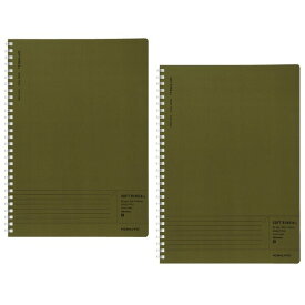 コクヨ ソフトリングノート Biz エッジタイトル 中横罫 セミB5 カーキ 2冊 ス-SJ201B-G_SET2 - 送料無料※800円以上 メール便発送