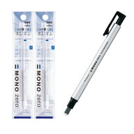 トンボ鉛筆 ホルダー消しゴム モノゼロ 角型 シルバー 替え消しゴム 角型2本 セット EH-KUS04 ER-KUS - …