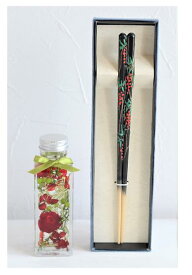 京友禅手描き箸1膳とハーバリウムセット 手描き箸 京友禅図案家 日本画家 谷口弘明氏の箸 和 日本製 お祝いの品 贈答品 お土産 日本のお土産 ハーバリウム 結婚式 誕生日 ギフト