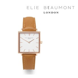 Elie Beaumont エリービューモント レディース 腕時計【eb818_1】ウォッチ ゴールド ブラウン 革ベルト 牛革 アナログ おしゃれ ブランド 誕生日 お祝い プレゼント 女性 記念日 クリスマス スクエア 四角 人気 シンプル ギフト イギリス