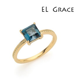 選べる地金 K10YG/K10PG/K10WG ロンドンブルートパーズ 6ミリ プリンセスカット リング【CP133】天然石 1粒 誕生日 プレゼント 記念日 クリスマス 母の日 11月誕生石 ピンキーリング 10金 ミルグレイン イエローゴールド ピンクゴールド ホワイトゴールド 3号～15号 正方形