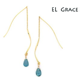 ロンドンブルートパーズ アメリカンピアス K14GF【KCGF139】天然石 青ドロップ チェーン スパイラル 誕生日 記念日 プレゼントアクセサリー 母の日 14金 ゴールドフィルド 11月 誕生石 ブルートパーズ ニッケルフリー レディース ぶら下がり 雫 金属アレルギー