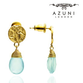 キャサリン妃着用ブランド AZUNI/アズニ ATHENA《Kate》スモールドロップ ピアス アクアカルセドニー【ATH/EST1】天然石 水色 海外ブランド 人気 雫 ティアドロップ スタッドピアス 誕生日 プレゼント 記念日 アクセサリー 女性 クリスマス 母の日 クラフト 英国 イギリス