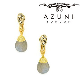 キャサリン妃着用ブランド AZUNI/アズニ ATHENA《Kate》スモールドロップ イヤリング ラブラドライト【ATH/EST1EG】天然石 グレー 海外ブランド 人気 誕生日 プレゼント 記念日 アクセサリー 女性 クリスマス 母の日 雫 ティアドロップ クリップ ネジ式 イギリス クラフト