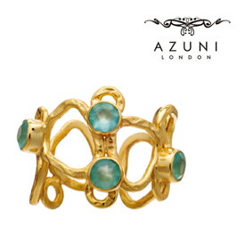 キャサリン妃着用ブランド AZUNI/アズニ ATHENA [Thalia]リング アクアカルセドニー【ATH/R8】天然石 オープンリング 幾何学 海外ブランド 人気 誕生日プレゼント 記念日 アクセサリー 女性 クリスマス 母の日 指輪 11番～20番フリーサイズ イギリス クラフト