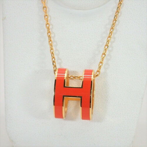 楽天市場 エルメス Hermes ポップアッシュhネックレスエナメル メタルオレンジゴールドカラー 中古 Bestselect Horikoshi