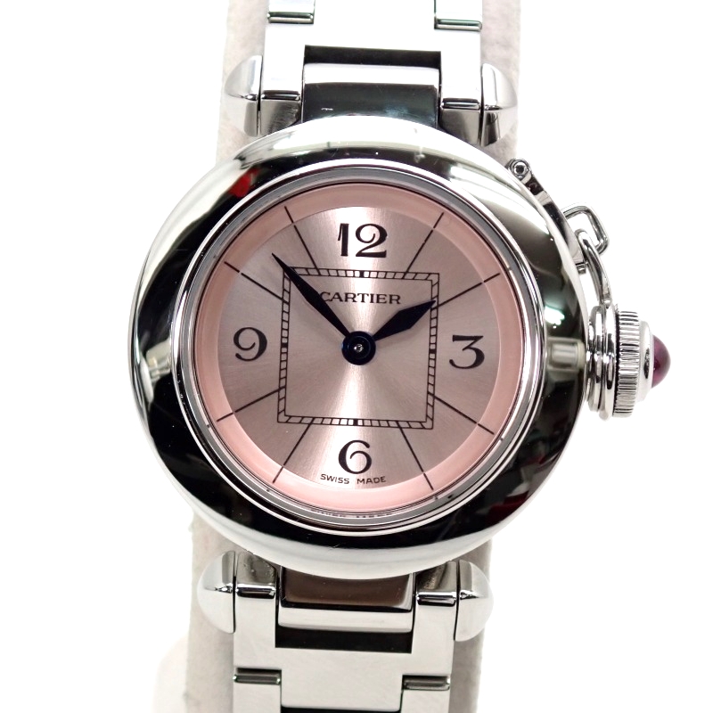 送料無料 大幅値下げランキング 卸売り カルティエ W3140008ピンク文字盤 ミスパシャSSレディースクォーツ腕時計
