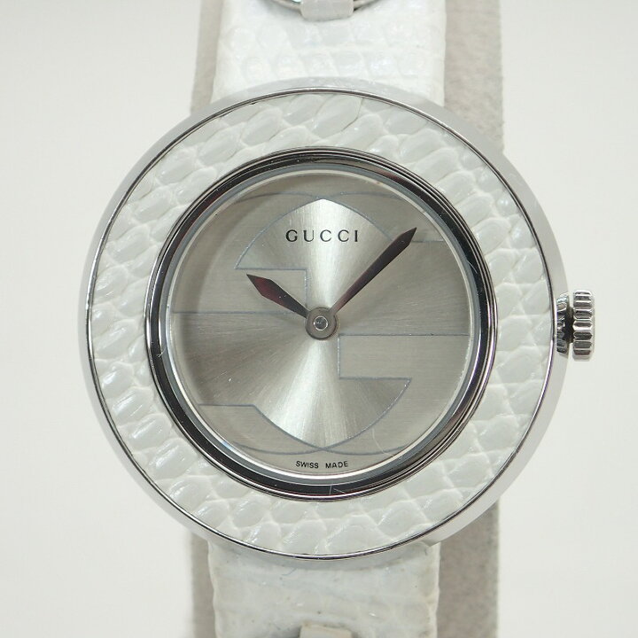 楽天市場】グッチ【GUCCI】SSレザーベルトシルバー文字盤Uプレイ  