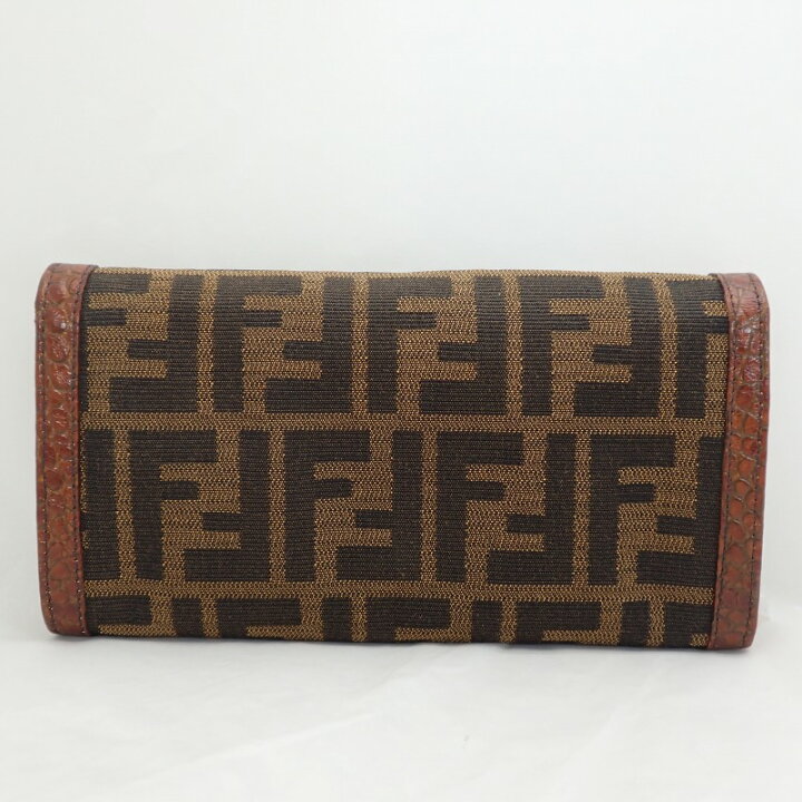 楽天市場】フェンディ【FENDI】 ズッカ柄キャンバスXレザー二つ折り長  