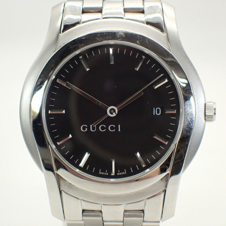 楽天市場】グッチ【GUCCI】メンズクォーツSS黒文字盤＊5500XL腕時計  