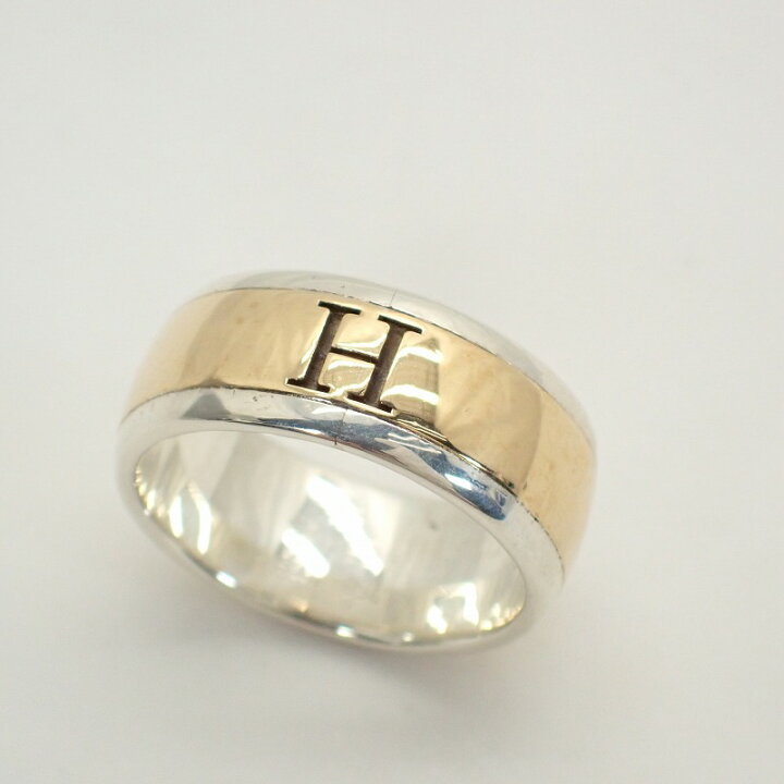 楽天市場】エルメス【HERMES】750/925（K18/シルバー）Hロゴリング55号 