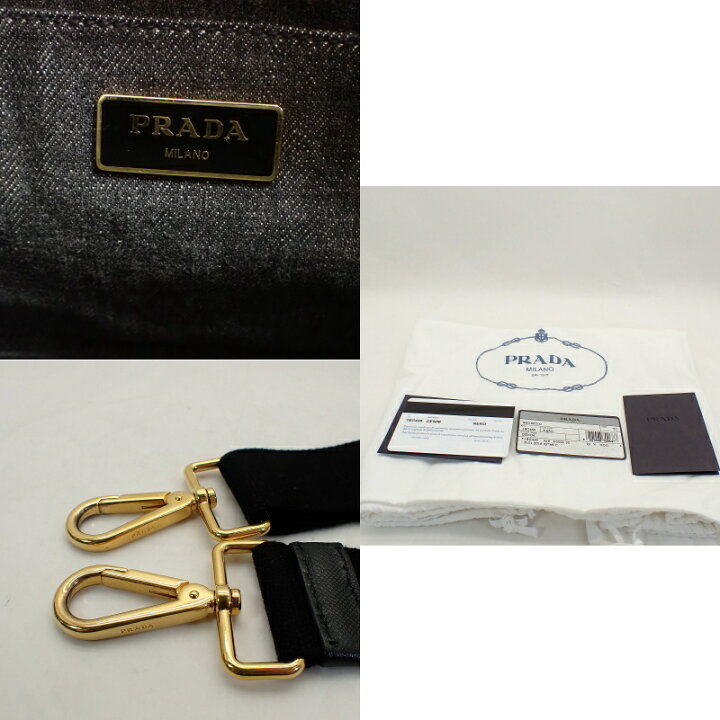 楽天市場】プラダ【PRADA】カナパ2WAYトートバッグデニムブラック 