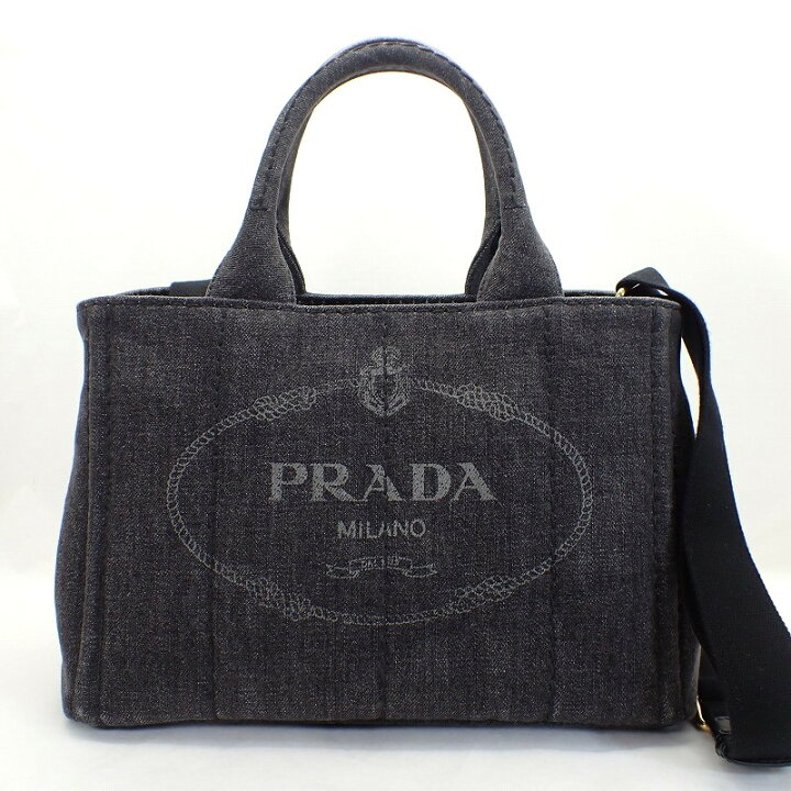 楽天市場】プラダ【PRADA】カナパ2WAYトートバッグデニムブラック  