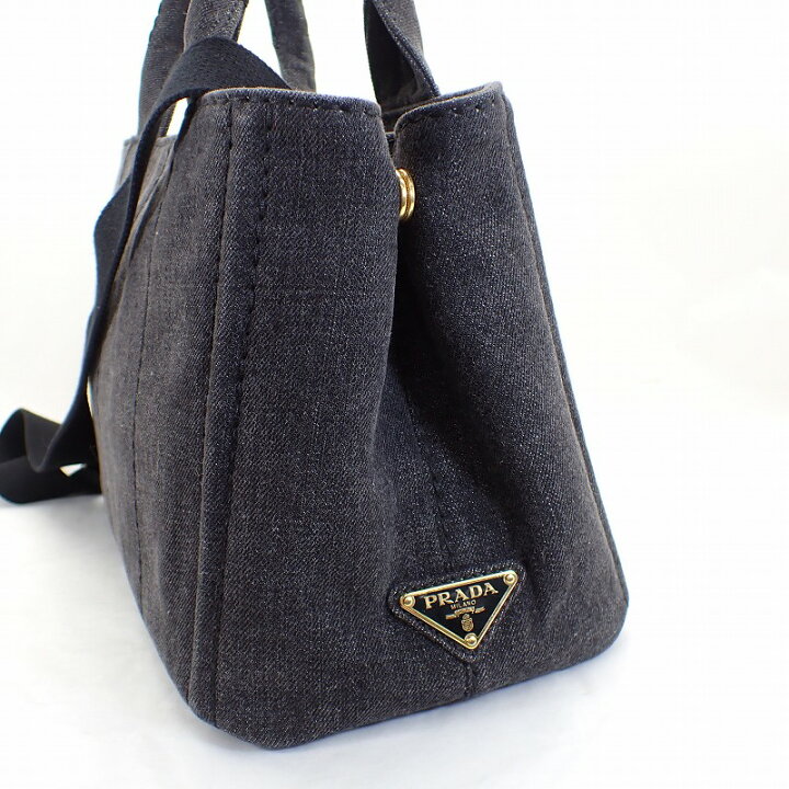 楽天市場】プラダ【PRADA】カナパ2WAYトートバッグデニムブラック 