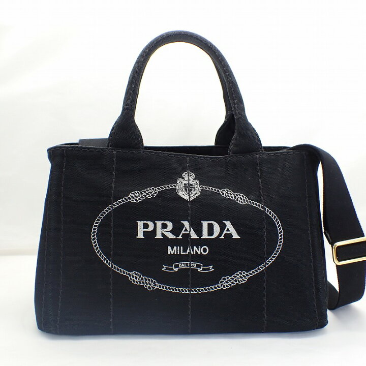 楽天市場】プラダ【PRADA】カナパ2WAYトートバッグキャンバスブラック  