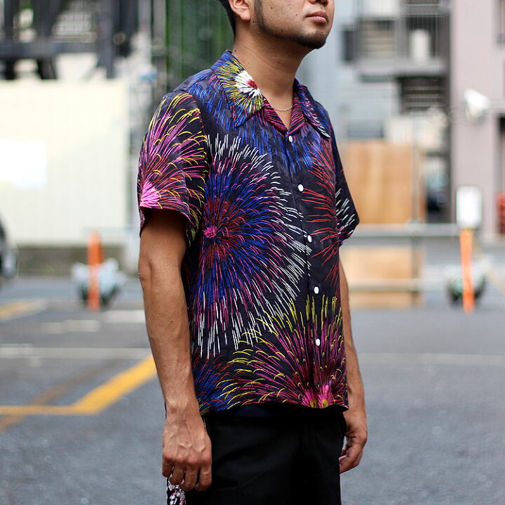 楽天市場】花旅楽団 はなたびがくだんスクリプト シルクアロハシャツ  