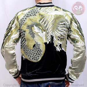 �X�J�W���� �ԗ��y�c �͂Ȃ��т������� �X�N���v�g �P���X�J�W���� SKJ-001 �a�� �傫���T�C�YXXL Hokusai's Oriental Phoenix embroidered Sukajan