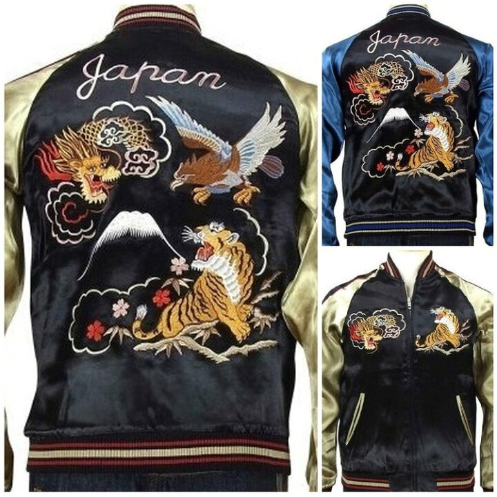 楽天市場】スカジャン JAPANESQUE ジャパネスク龍・鷹・虎 3RSJ-028/和 