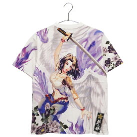 抜刀娘 ばっとうむすめ 美麗シリーズ 凛 Angel 柄 和柄 半袖Tシャツ ( 232830 ) 和柄 半袖 Tシャツ 抜刀娘 美麗 女の子 凛 エンジェル 豪華 昇華転写 プリント ブラック ホワイト 2色展開 送料無料