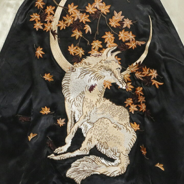 楽天市場】花旅楽団 はなたびがくだん 月に狐 刺繍 和柄 スカジャン  