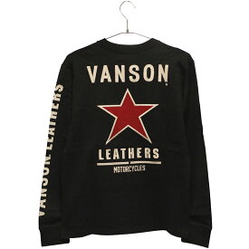 VANSON ワンスター ロゴ 柄 刺繍 天竺 長袖 Tシャツ （ NVLT-2401 ） VANSON バンソン ばんそん ワンスター 星 ブランド ロゴ 柄 刺繍 天竺 長袖 Tシャツ 長袖Tシャツ カットソー バイカー アメカジ ブラック ホワイト ウォバッシュ 送料無料