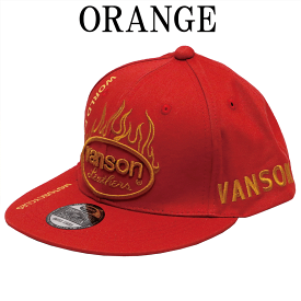 VANSON バンソン ロゴ 柄 刺繍 ツイル ベースボールキャップ （ NVCP-2304 ）定形外郵便 対応 ばんそん ベイスボール キャップ 帽子 バイカー ロゴ ファイヤー 刺繍 サイズ調節可能 2柄展開