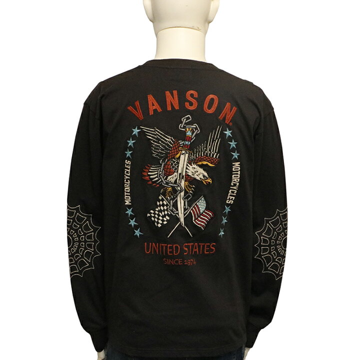 楽天市場】VANSON バンソン イーグル×剣 柄 刺繍 天竺 長袖 Tシャツ 