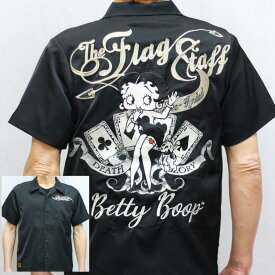 BETTY BOOP ベティブープxFLAGSTAFFコラボ半袖オープンカラーシャツ 432023 アメカジ キャラクター アメコミ ボーリングシャツ