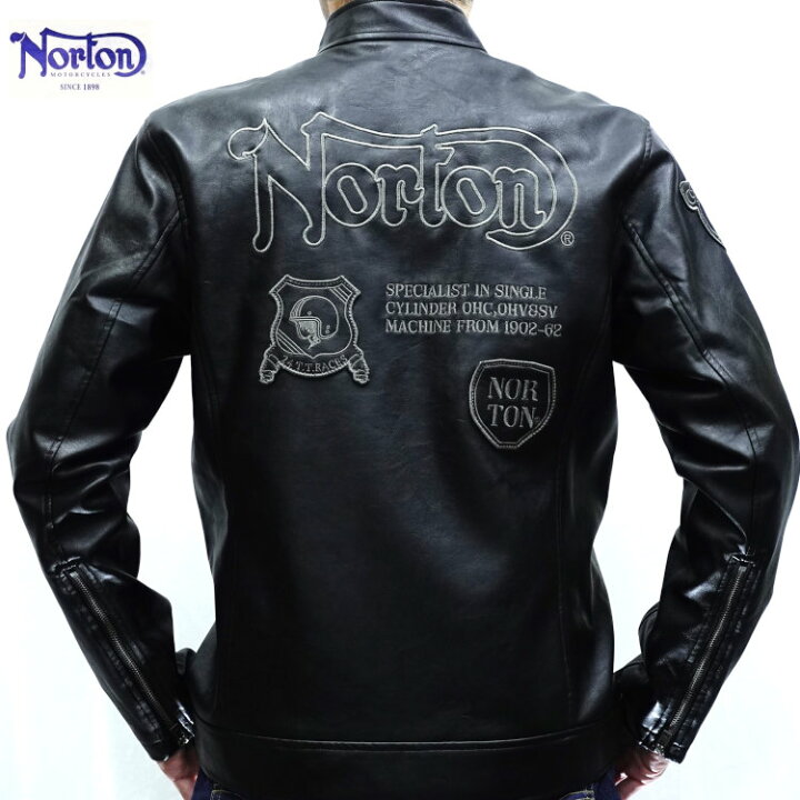楽天市場】ノートン Nortonフェイクレザーパッチドシングルライダース 